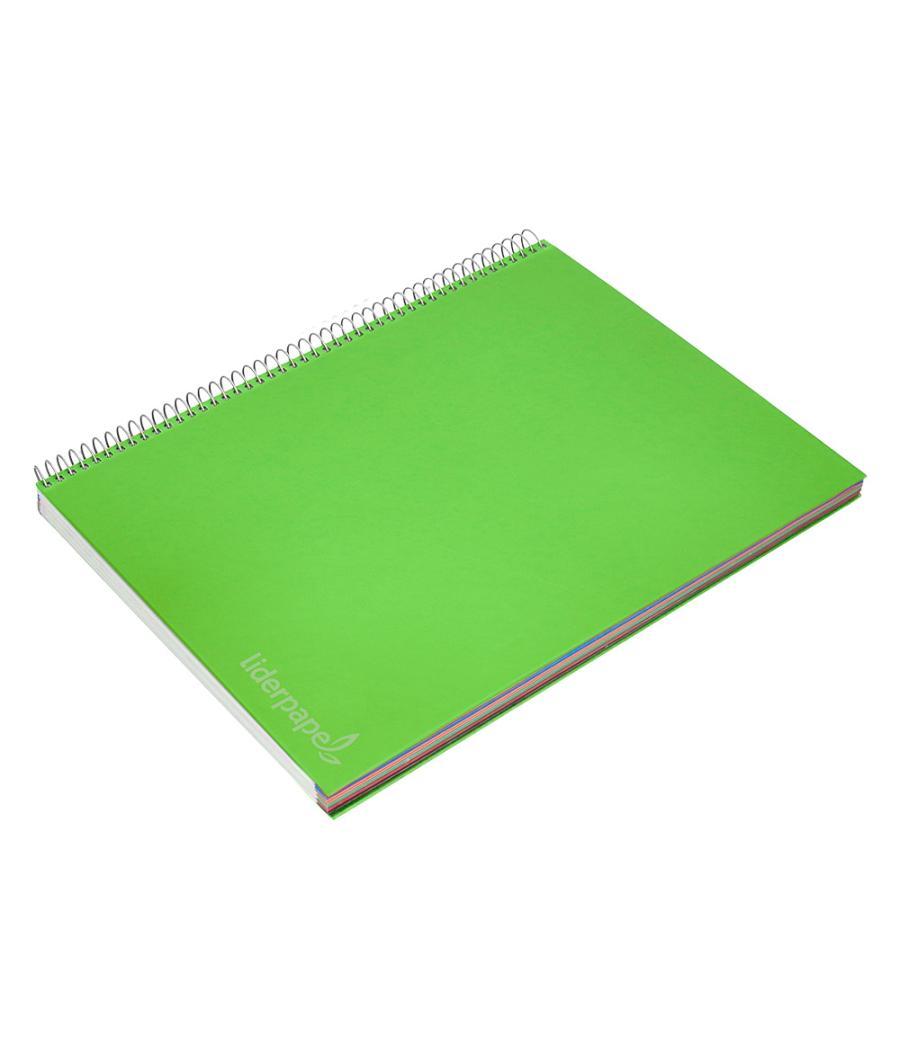 Cuaderno espiral liderpapel a4 micro jolly tapa forrada 140h 75 gr cuadro 5mm 5 bandas 4 taladros color verde