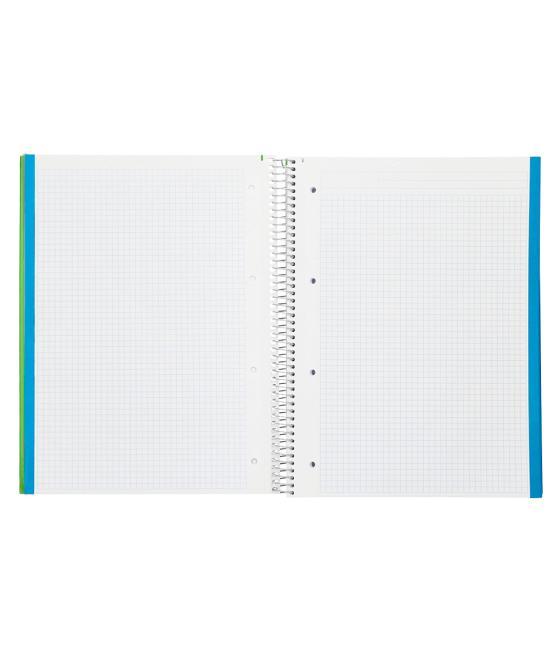 Cuaderno espiral liderpapel a4 micro jolly tapa forrada 140h 75 gr cuadro 5mm 5 bandas 4 taladros color verde