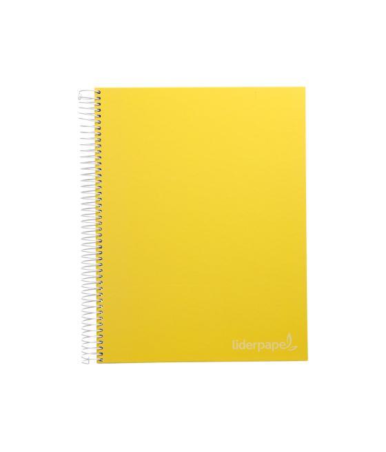 Cuaderno espiral liderpapel a4 micro jolly tapa forrada 140h 75 gr cuadro 5mm 5 bandas4 taladros color amarillo