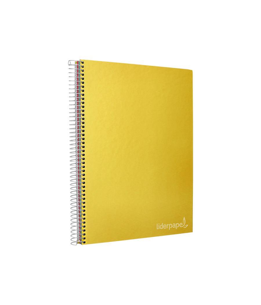 Cuaderno espiral liderpapel a4 micro jolly tapa forrada 140h 75 gr cuadro 5mm 5 bandas4 taladros color amarillo