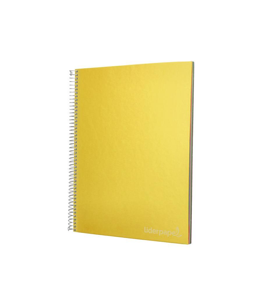 Cuaderno espiral liderpapel a4 micro jolly tapa forrada 140h 75 gr cuadro 5mm 5 bandas4 taladros color amarillo