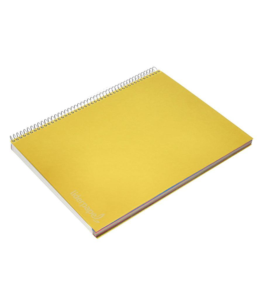 Cuaderno espiral liderpapel a4 micro jolly tapa forrada 140h 75 gr cuadro 5mm 5 bandas4 taladros color amarillo