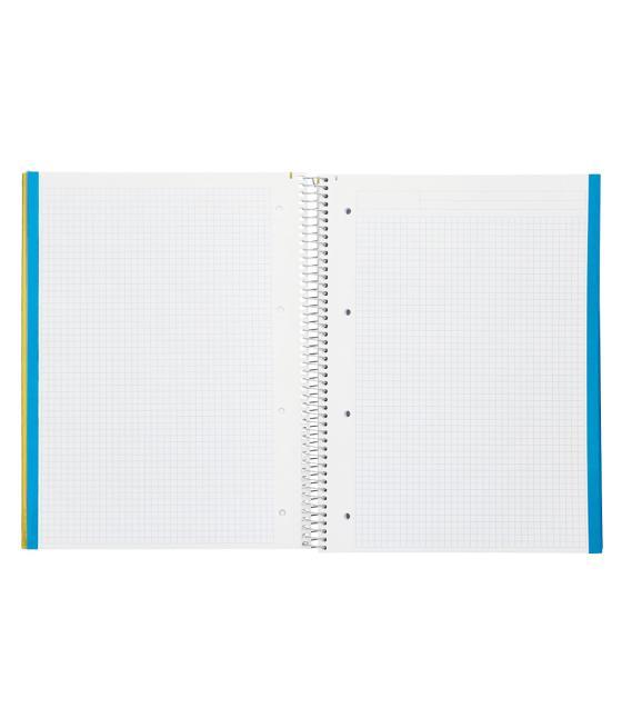 Cuaderno espiral liderpapel a4 micro jolly tapa forrada 140h 75 gr cuadro 5mm 5 bandas4 taladros color amarillo