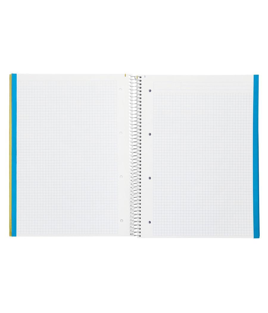 Cuaderno espiral liderpapel a4 micro jolly tapa forrada 140h 75 gr cuadro 5mm 5 bandas4 taladros color amarillo