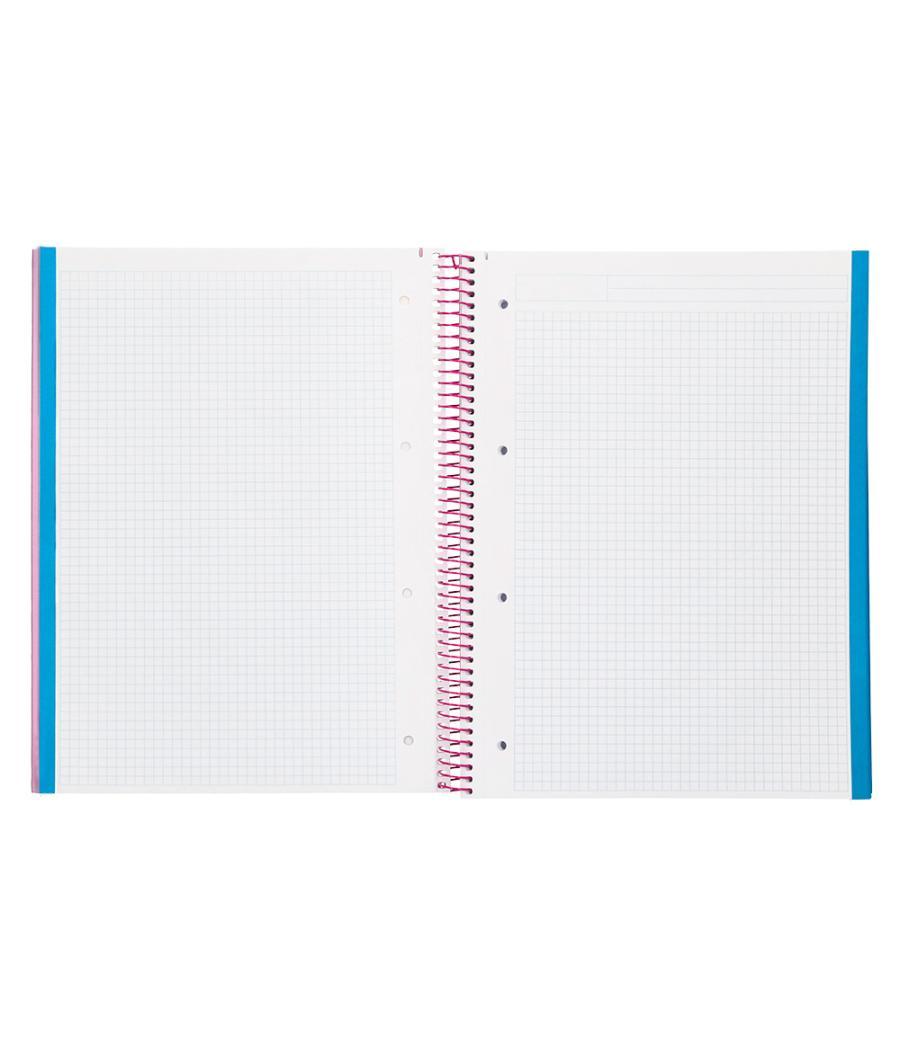 Cuaderno espiral liderpapel a4 micro jolly tapa forrada 140h 75 gr cuadro 5mm 5 bandas 4 taladros color rosa