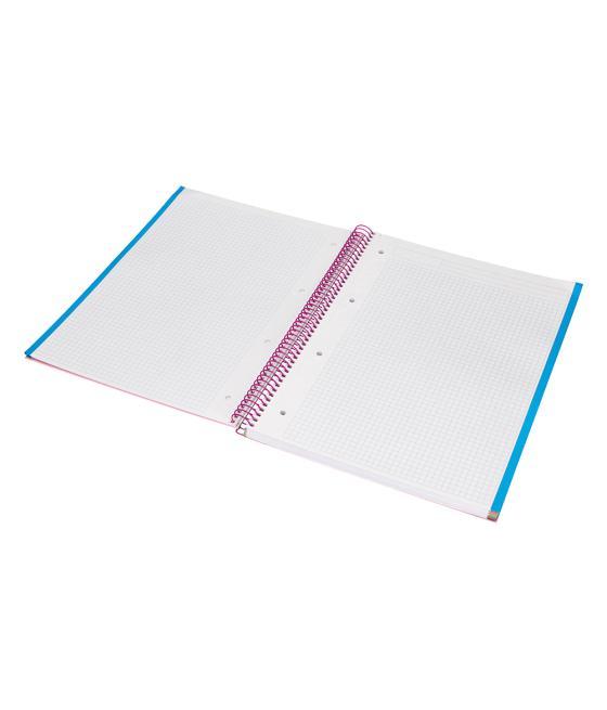 Cuaderno espiral liderpapel a4 micro jolly tapa forrada 140h 75 gr cuadro 5mm 5 bandas 4 taladros color rosa