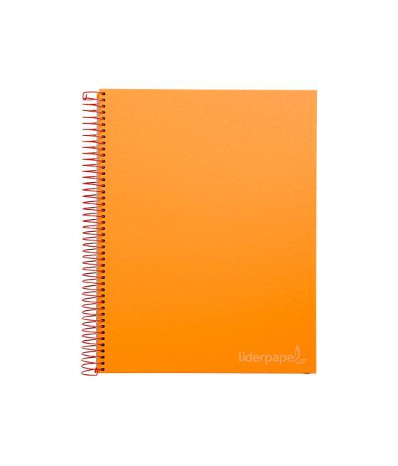 Cuaderno espiral liderpapel a4 micro jolly tapa forrada 140h 75 gr cuadro 5mm 5 bandas4 taladros color naranja