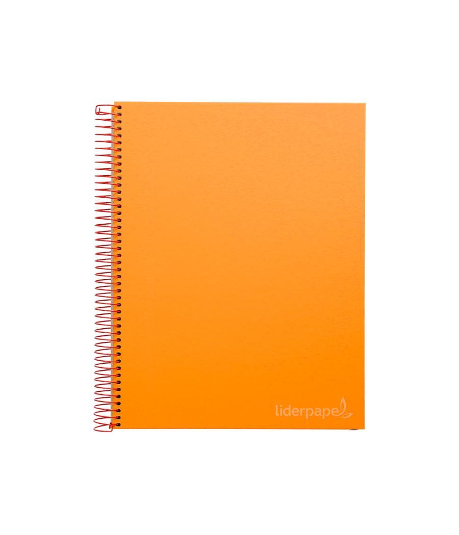 Cuaderno espiral liderpapel a4 micro jolly tapa forrada 140h 75 gr cuadro 5mm 5 bandas4 taladros color naranja