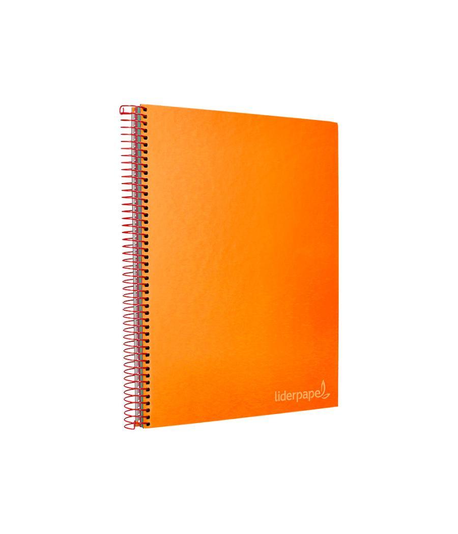 Cuaderno espiral liderpapel a4 micro jolly tapa forrada 140h 75 gr cuadro 5mm 5 bandas4 taladros color naranja