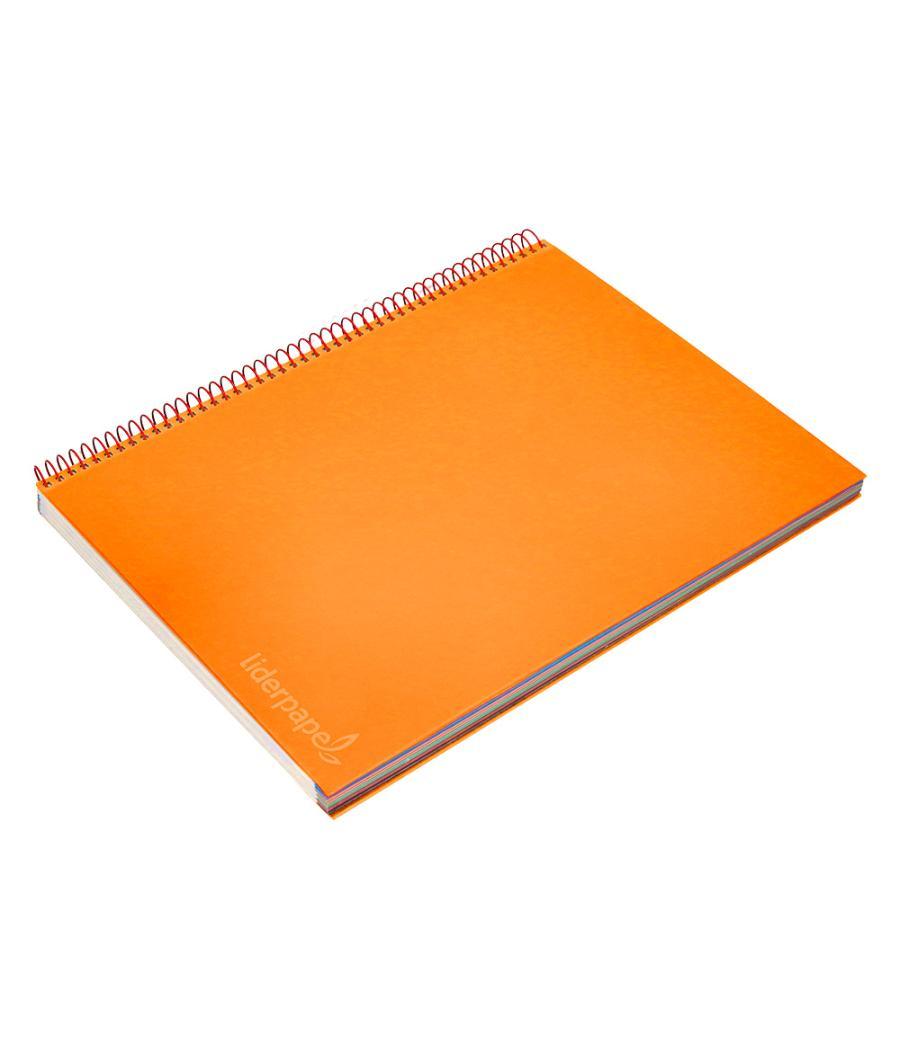 Cuaderno espiral liderpapel a4 micro jolly tapa forrada 140h 75 gr cuadro 5mm 5 bandas4 taladros color naranja