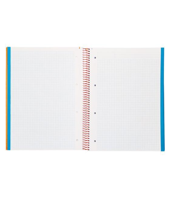 Cuaderno espiral liderpapel a4 micro jolly tapa forrada 140h 75 gr cuadro 5mm 5 bandas4 taladros color naranja