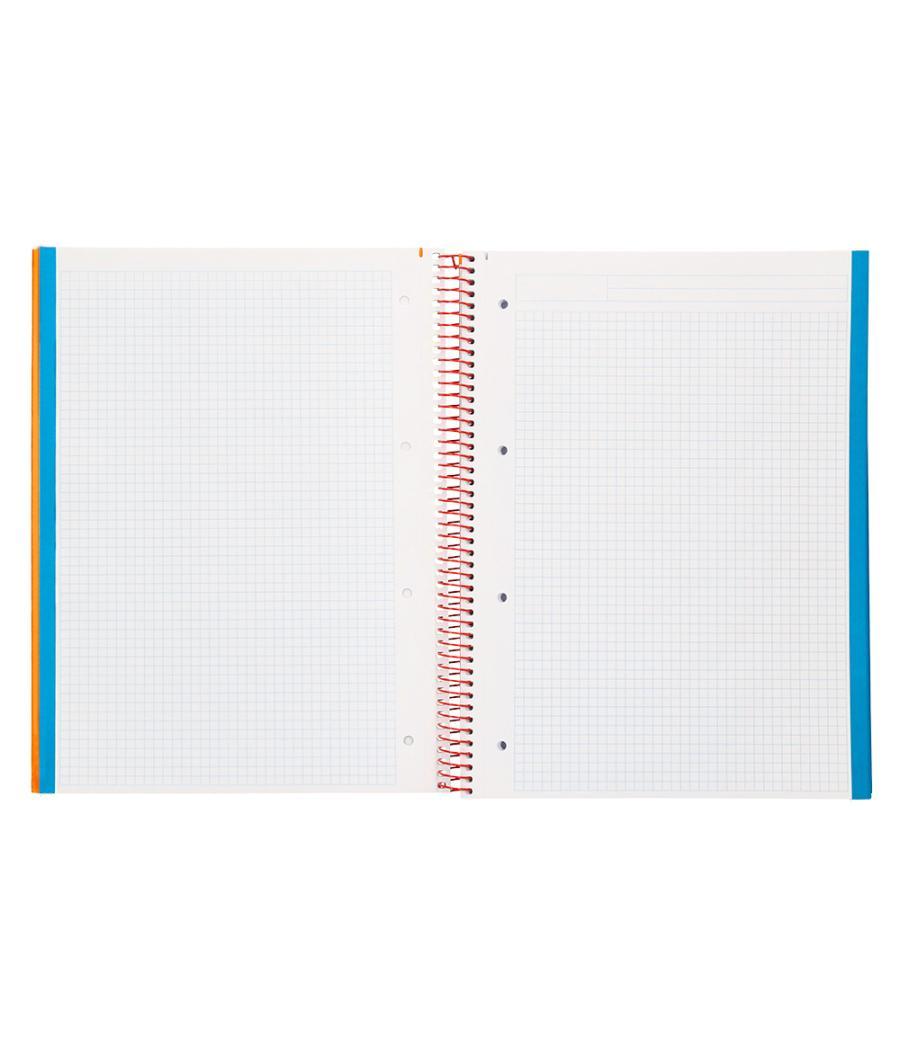 Cuaderno espiral liderpapel a4 micro jolly tapa forrada 140h 75 gr cuadro 5mm 5 bandas4 taladros color naranja