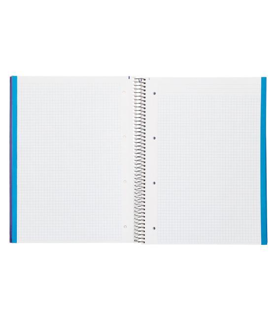 Cuaderno espiral liderpapel a4 micro jolly tapa forrada 140h 75 gr cuadro 5mm 5 bandas 4 taladros color lila