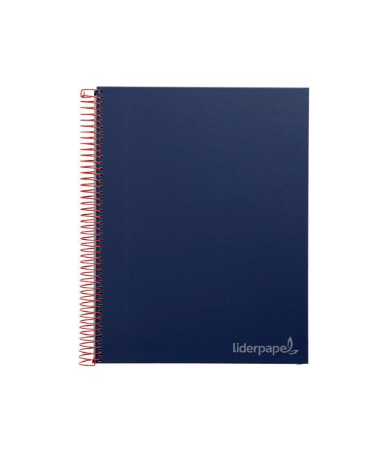 Cuaderno espiral liderpapel a4 micro jolly tapa forrada 140h 75 gr cuadro 5mm 5 bandas 4 taladros color azul