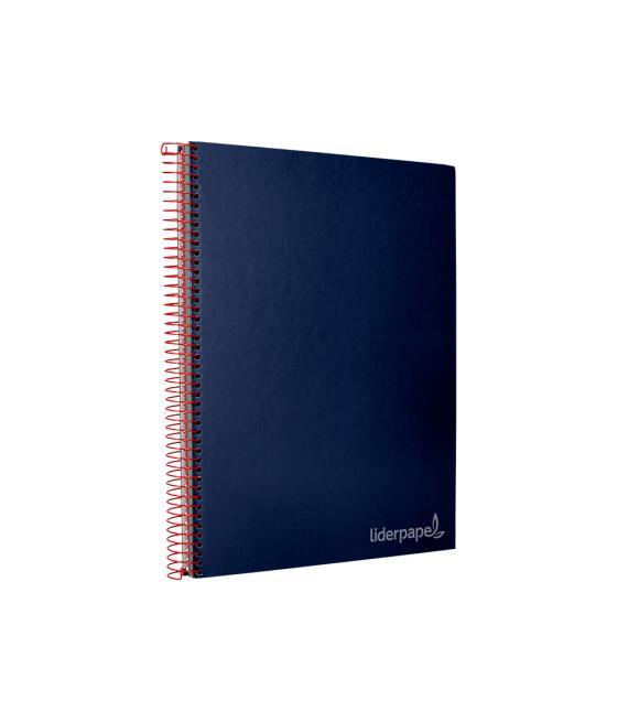 Cuaderno espiral liderpapel a4 micro jolly tapa forrada 140h 75 gr cuadro 5mm 5 bandas 4 taladros color azul