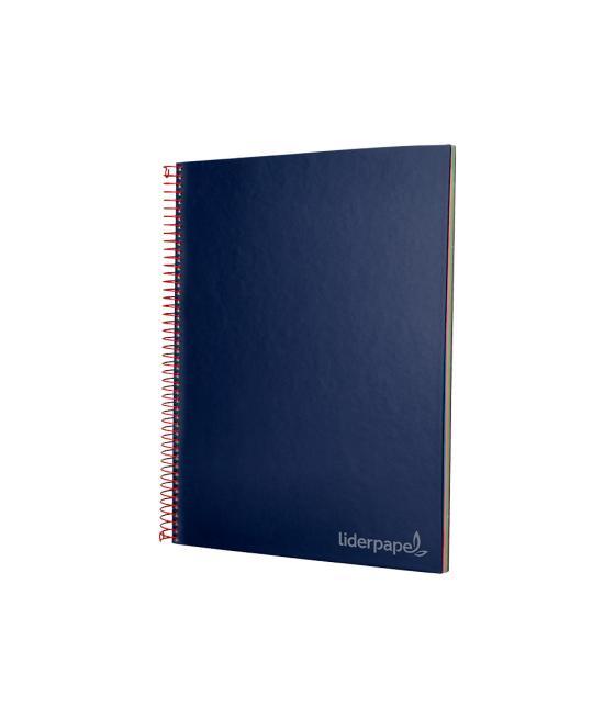 Cuaderno espiral liderpapel a4 micro jolly tapa forrada 140h 75 gr cuadro 5mm 5 bandas 4 taladros color azul