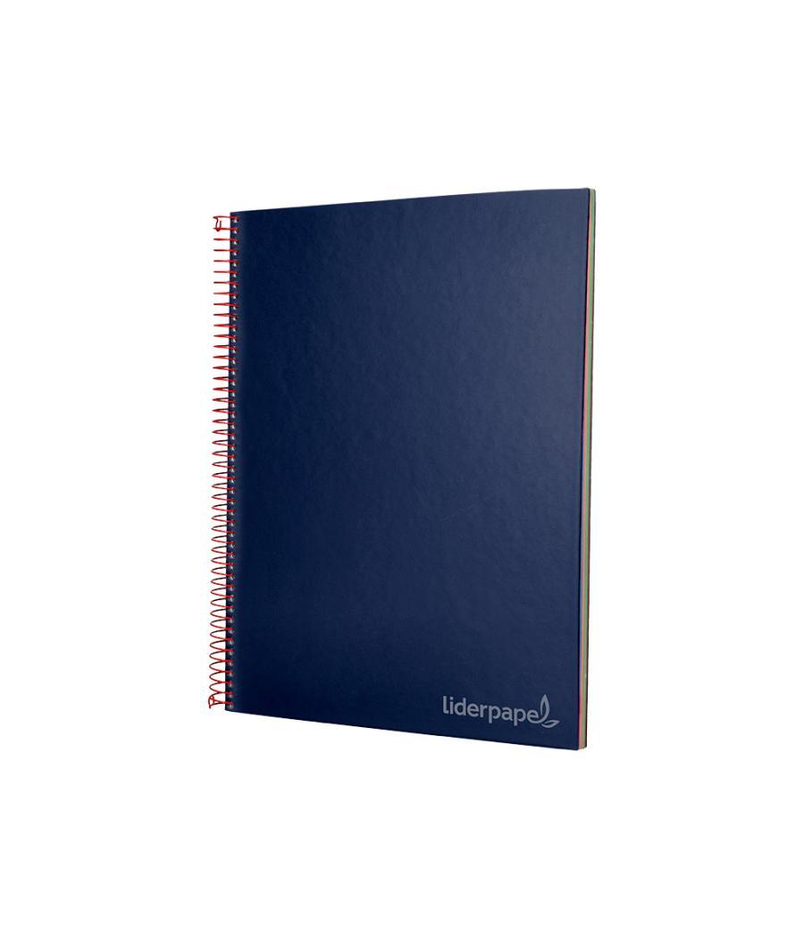 Cuaderno espiral liderpapel a4 micro jolly tapa forrada 140h 75 gr cuadro 5mm 5 bandas 4 taladros color azul