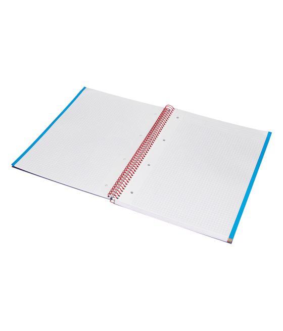 Cuaderno espiral liderpapel a4 micro jolly tapa forrada 140h 75 gr cuadro 5mm 5 bandas 4 taladros color azul