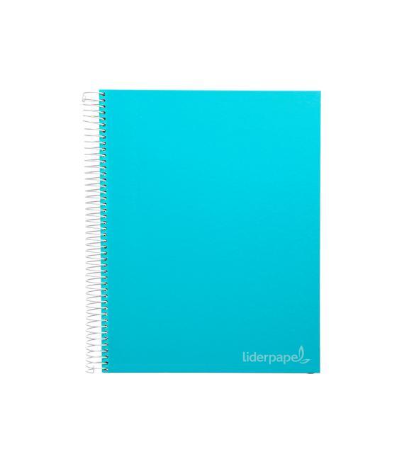 Cuaderno espiral liderpapel a4 micro jolly tapa forrada 140h 75 gr cuadro 5mm 5 bandas4 taladros color celeste