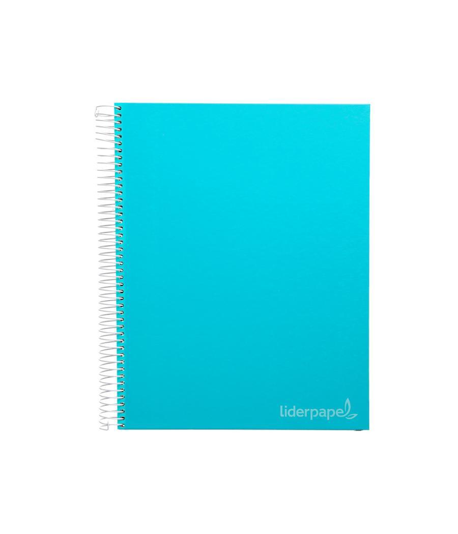 Cuaderno espiral liderpapel a4 micro jolly tapa forrada 140h 75 gr cuadro 5mm 5 bandas4 taladros color celeste