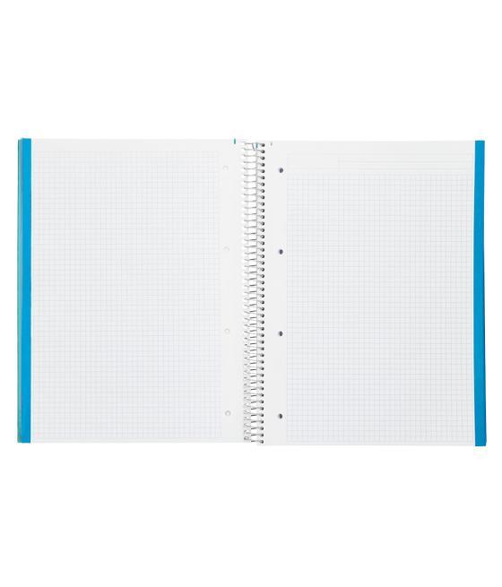 Cuaderno espiral liderpapel a4 micro jolly tapa forrada 140h 75 gr cuadro 5mm 5 bandas4 taladros color celeste