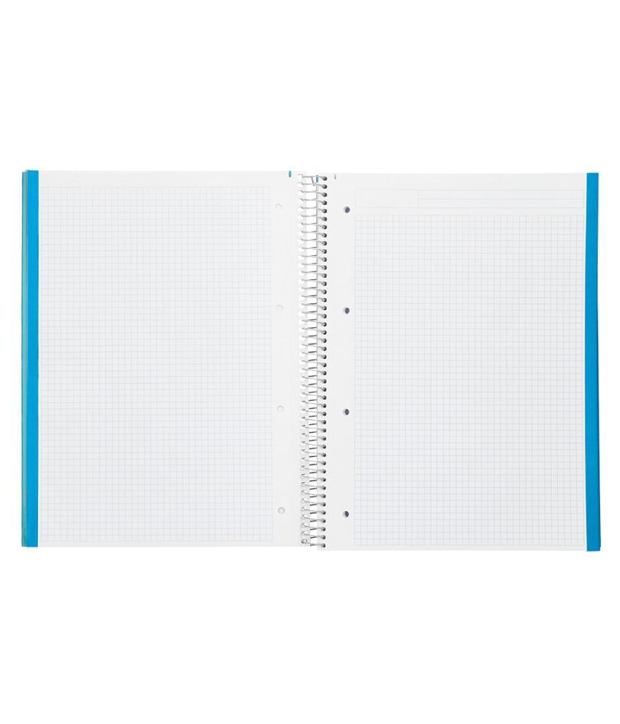 Cuaderno espiral liderpapel a4 micro jolly tapa forrada 140h 75 gr cuadro 5mm 5 bandas4 taladros color celeste