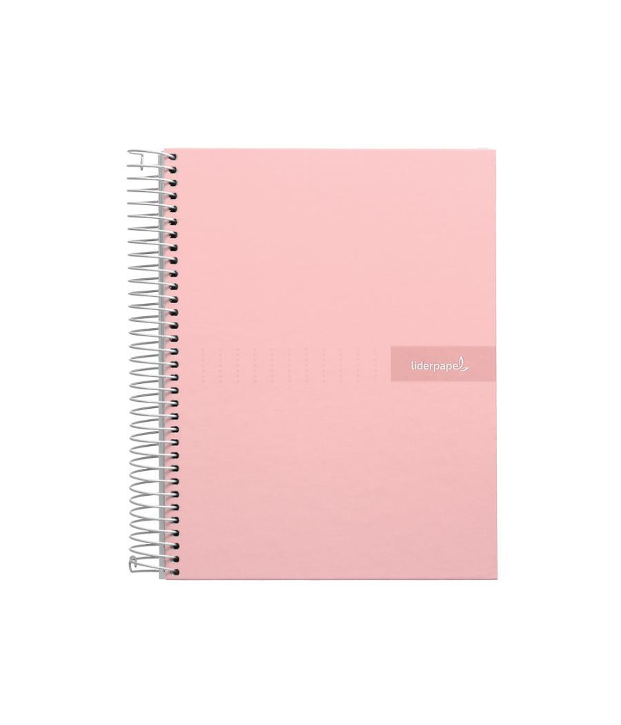 Cuaderno espiral liderpapel a5 micro crafty tapa forrada 120h 90 gr cuadro 5mm 5 bandas6 taladros color rosa