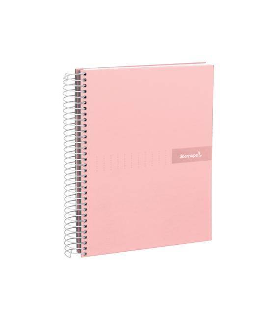 Cuaderno espiral liderpapel a5 micro crafty tapa forrada 120h 90 gr cuadro 5mm 5 bandas6 taladros color rosa