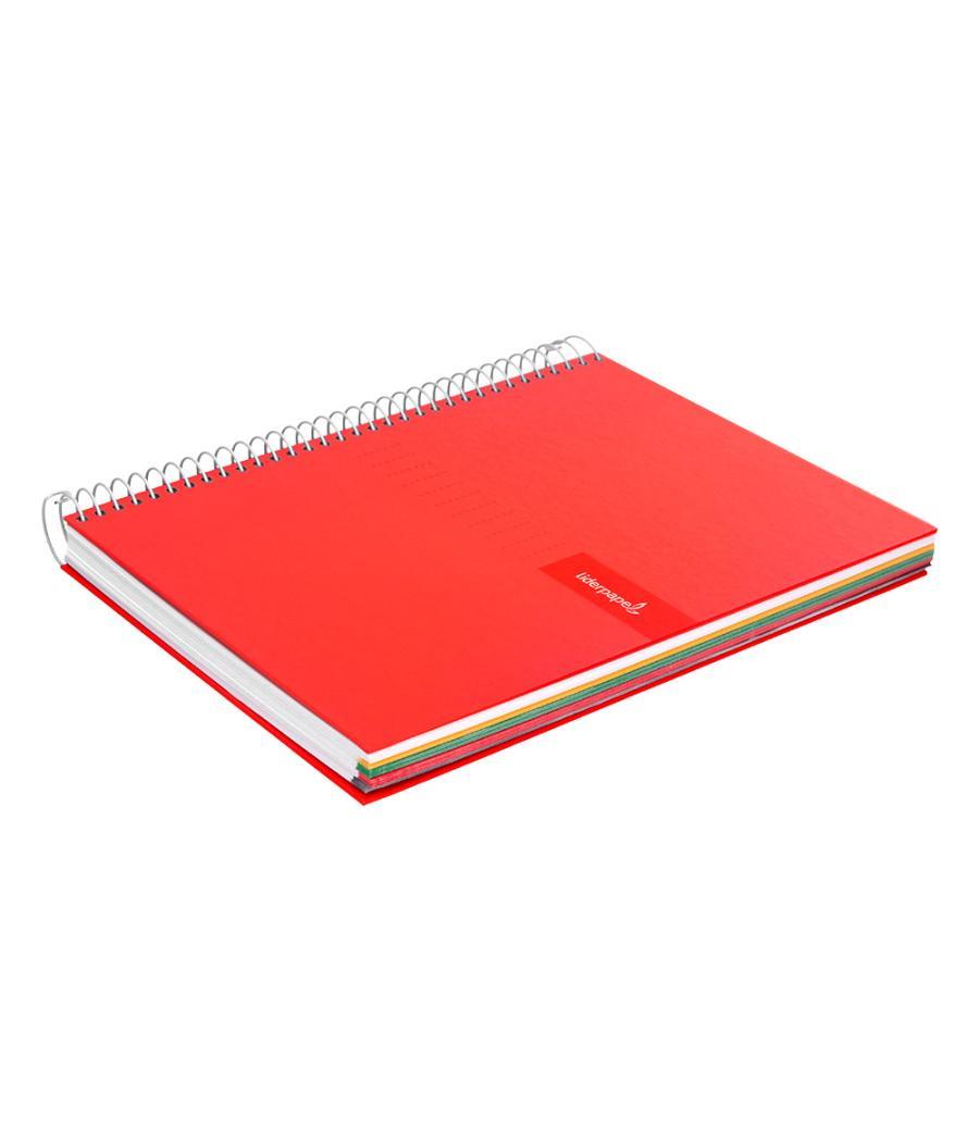 Cuaderno espiral liderpapel a5 micro crafty tapa forrada 120h 90 gr cuadro 5mm 5 bandas6 taladros color rojo