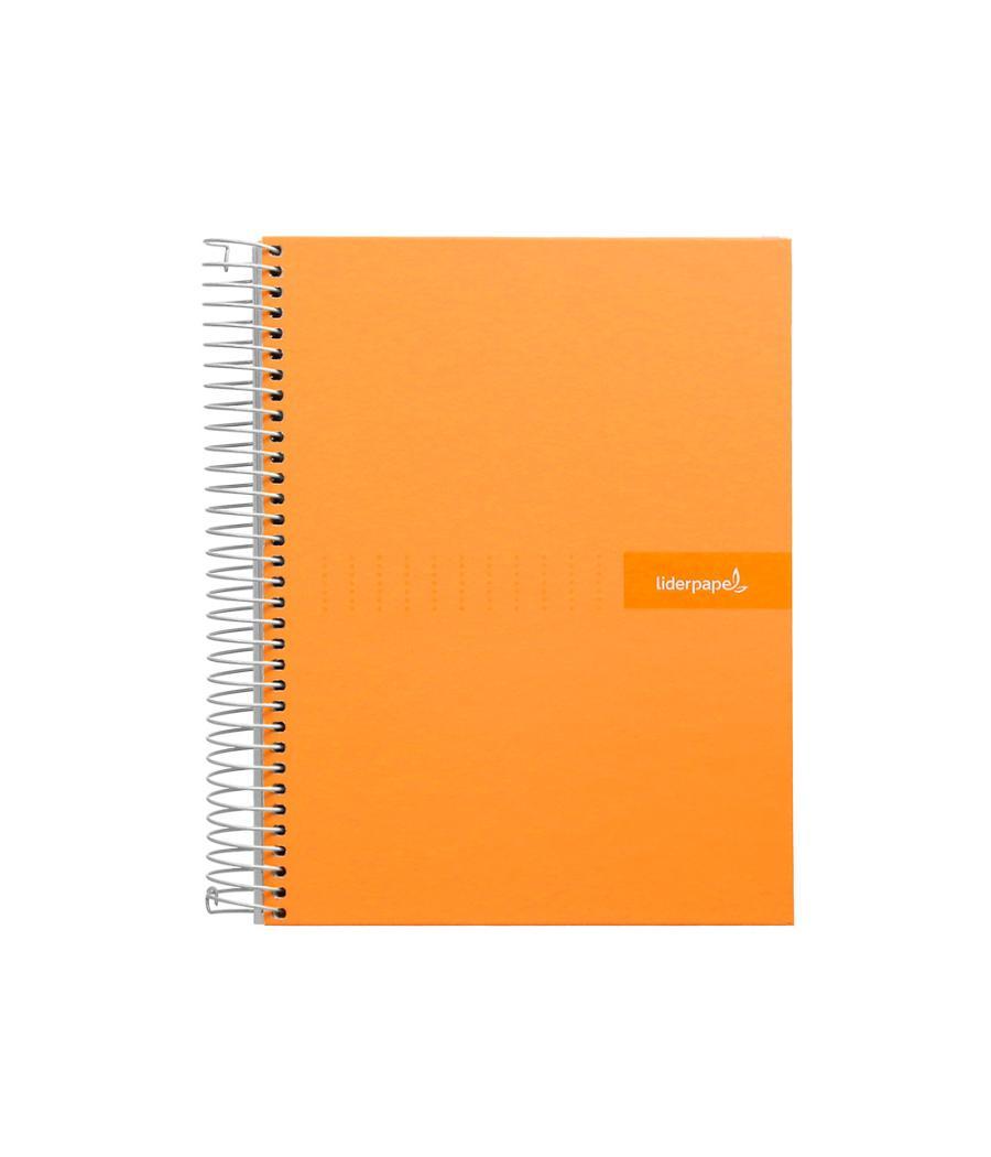 Cuaderno espiral liderpapel a5 micro crafty tapa forrada 120h 90 gr cuadro 5mm 5 bandas6 taladros color naranja