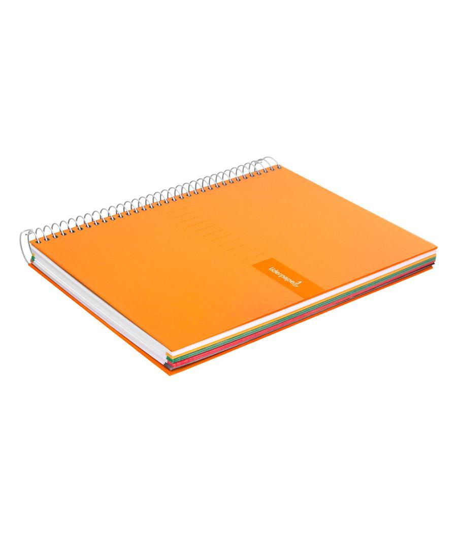 Cuaderno espiral liderpapel a5 micro crafty tapa forrada 120h 90 gr cuadro 5mm 5 bandas6 taladros color naranja