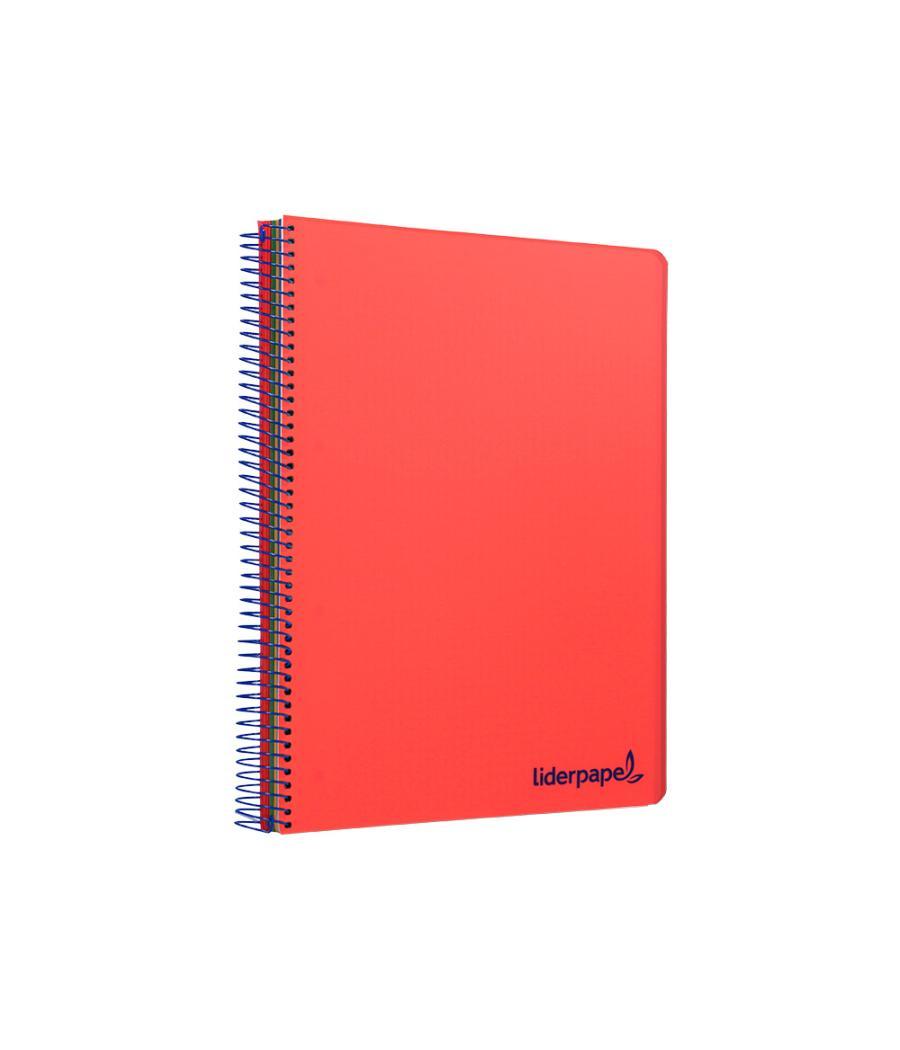 Cuaderno espiral liderpapel a5 micro wonder tapa plástico 120h 90g cuadro 5mm 5 bandas 6 taladros color rojo