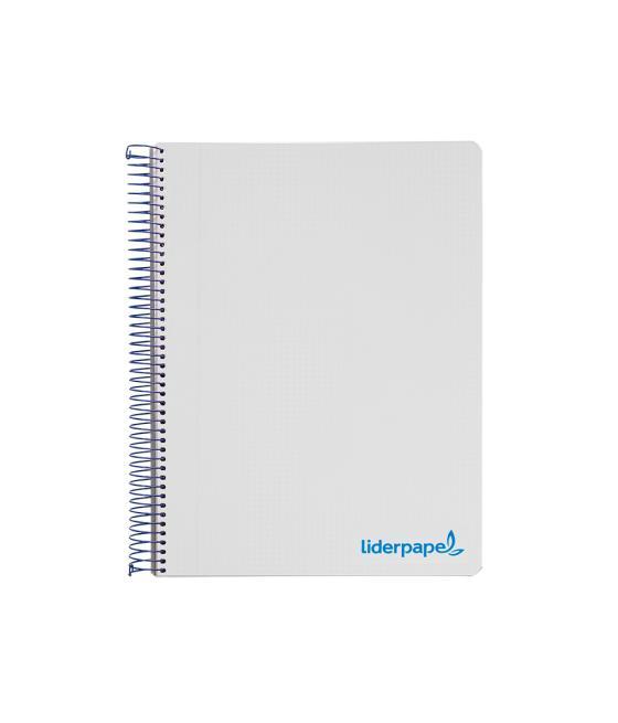 Cuaderno espiral liderpapel a5 micro wonder tapa plástico 120h 90g cuadro 5mm 5 bandas 6 taladros color gris