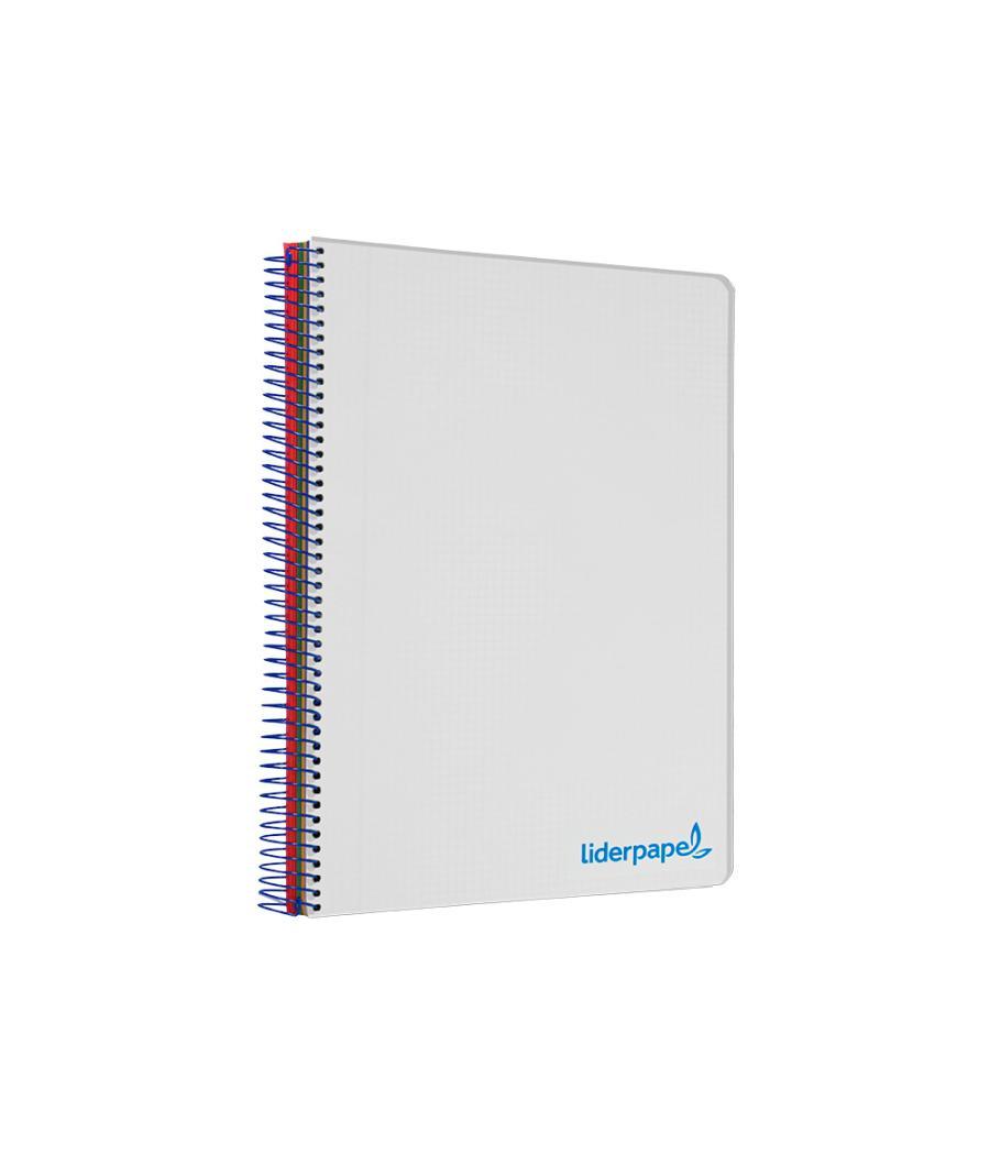 Cuaderno espiral liderpapel a5 micro wonder tapa plástico 120h 90g cuadro 5mm 5 bandas 6 taladros color gris