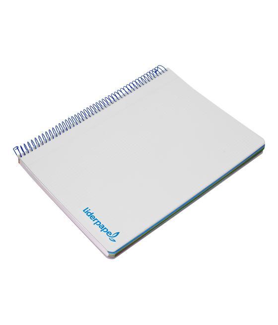 Cuaderno espiral liderpapel a5 micro wonder tapa plástico 120h 90g cuadro 5mm 5 bandas 6 taladros color gris