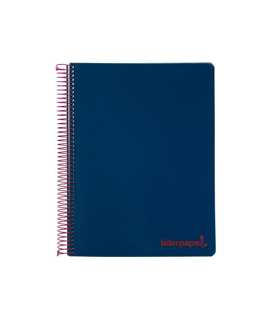 Cuaderno espiral liderpapel a5 micro wonder tapa plástico 120h 90g cuadro 5mm 5 bandas 6 taladros color azul marino