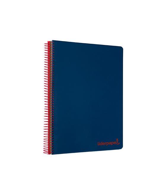 Cuaderno espiral liderpapel a5 micro wonder tapa plástico 120h 90g cuadro 5mm 5 bandas 6 taladros color azul marino