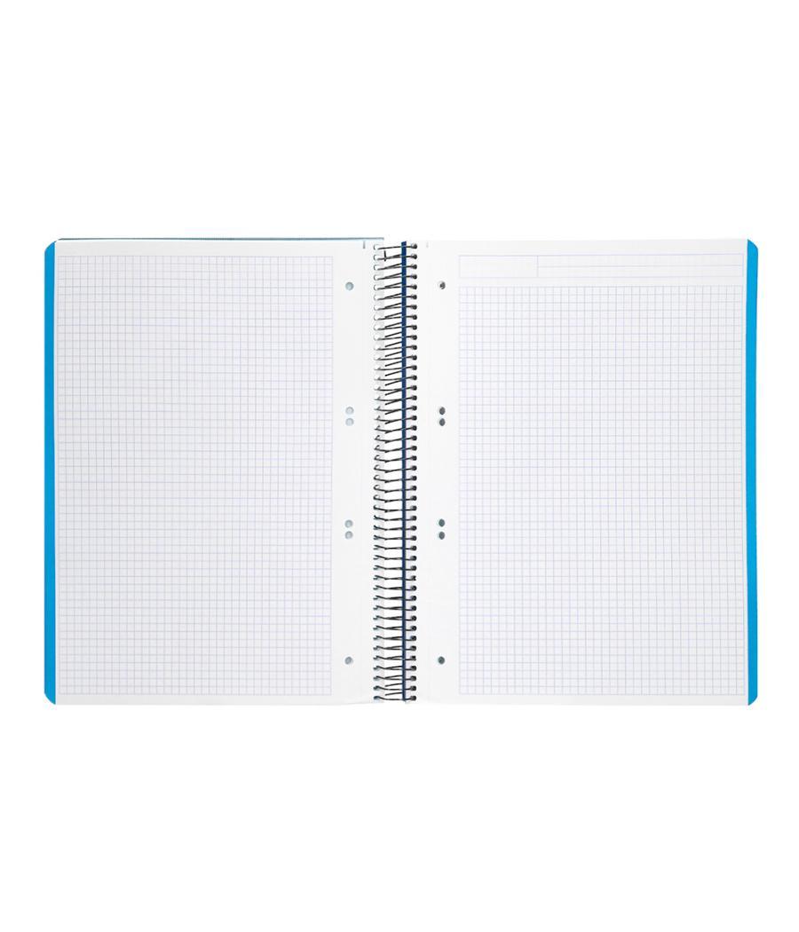 Cuaderno espiral liderpapel a5 micro wonder tapa plástico 120h 90g cuadro 5mm 5 bandas 6 taladros color azul marino