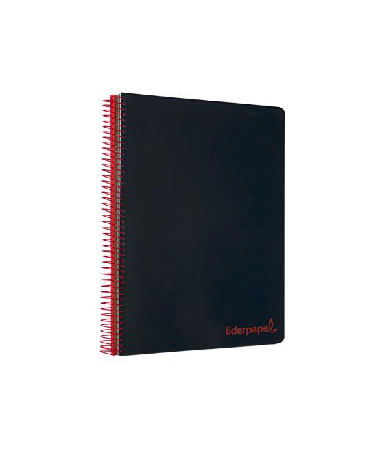 Cuaderno espiral liderpapel a5 micro wonder tapa plástico 120h 90g cuadro 5mm 5 bandas 6 taladros color negro