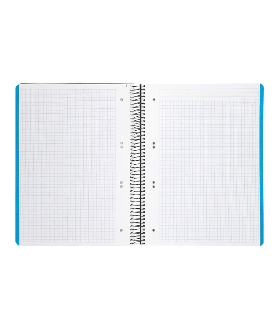 Cuaderno espiral liderpapel a5 micro wonder tapa plástico 120h 90g cuadro 5mm 5 bandas 6 taladros color negro