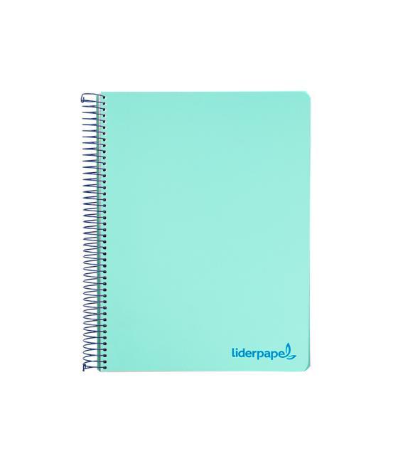 Cuaderno espiral liderpapel a5 micro wonder tapa plástico 120h 90g cuadro 5mm 5 bandas 6 taladros color verde