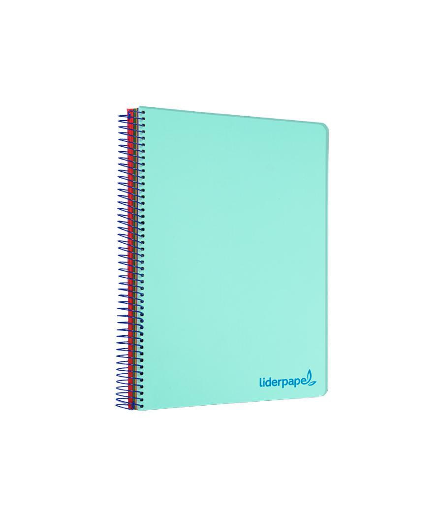 Cuaderno espiral liderpapel a5 micro wonder tapa plástico 120h 90g cuadro 5mm 5 bandas 6 taladros color verde