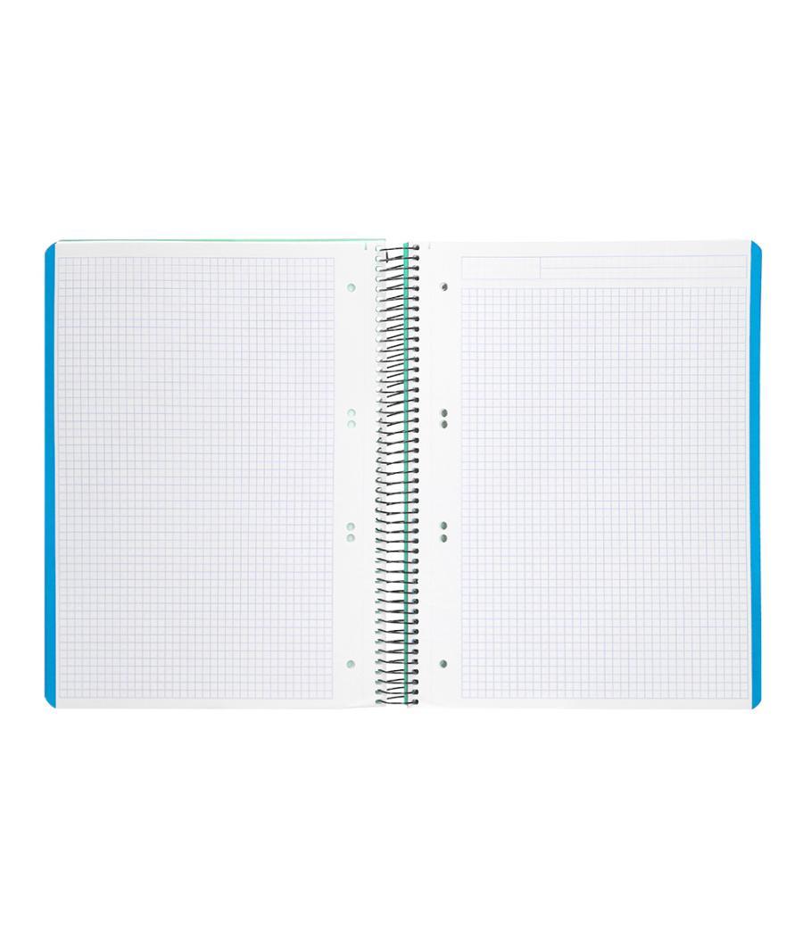 Cuaderno espiral liderpapel a5 micro wonder tapa plástico 120h 90g cuadro 5mm 5 bandas 6 taladros color verde