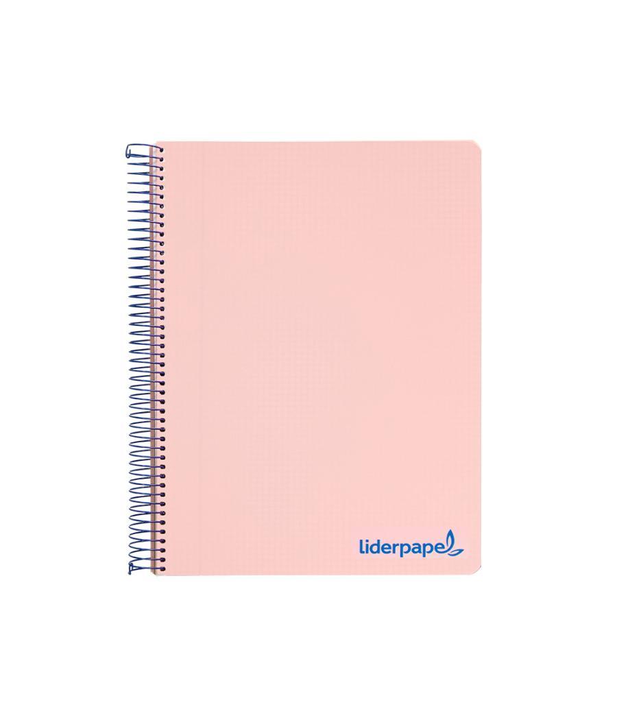 Cuaderno espiral liderpapel a5 micro wonder tapa plástico 120h 90g cuadro 5mm 5 bandas 6 taladros color rosa