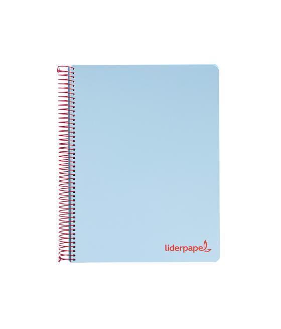 Cuaderno espiral liderpapel a5 micro wonder tapa plástico 120h 90g cuadro 5mm 5 bandas 6 taladros color celeste