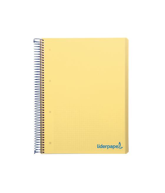 Cuaderno espiral liderpapel a5 micro wonder tapa plástico 120h 90g cuadro 5mm 5 bandas 6 taladros color amarillo