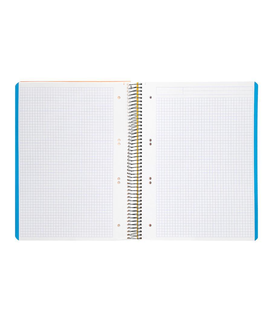 Cuaderno espiral liderpapel a5 micro wonder tapa plástico 120h 90g cuadro 5mm 5 bandas 6 taladros color amarillo