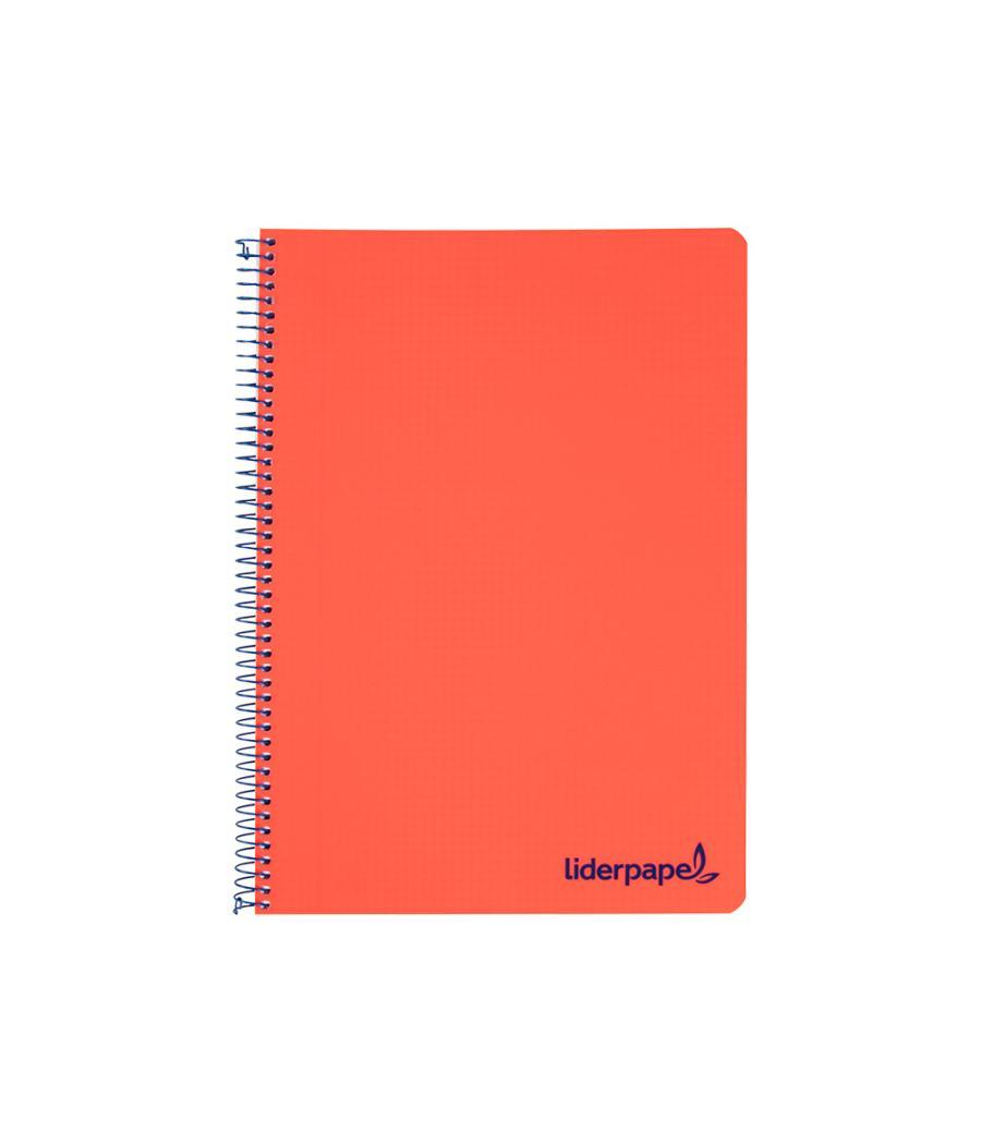 Cuaderno espiral liderpapel a4 wonder tapa plástico 80h 90gr cuadro 4mm con margen color rojo