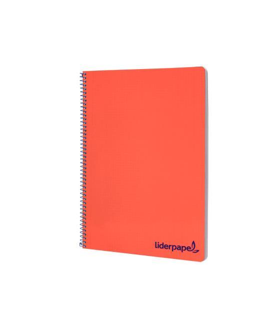 Cuaderno espiral liderpapel a4 wonder tapa plástico 80h 90gr cuadro 4mm con margen color rojo