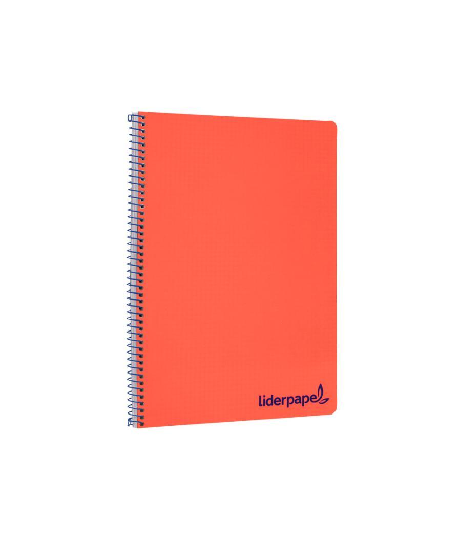 Cuaderno espiral liderpapel a4 wonder tapa plástico 80h 90gr cuadro 4mm con margen color rojo